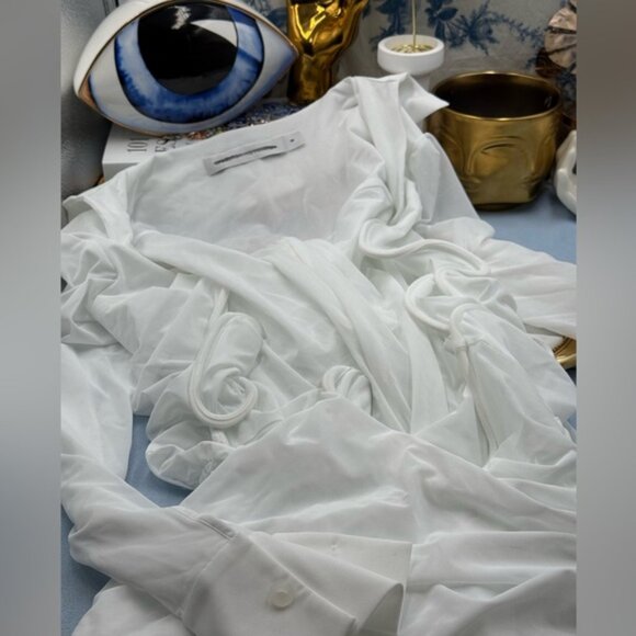 🆕 CHRISTOPHER ESBER 🧿 NWOT Venus Plunge Shirt Maxi Dress, White - Sz AU8 US 4 - Picture 13 of 16